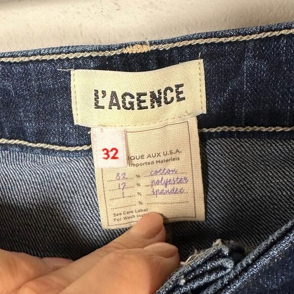 L'Agence Ruth High Rise Cotton Blend Straight Jeans In Atwood Women's 32 - Picture 7 of 10
